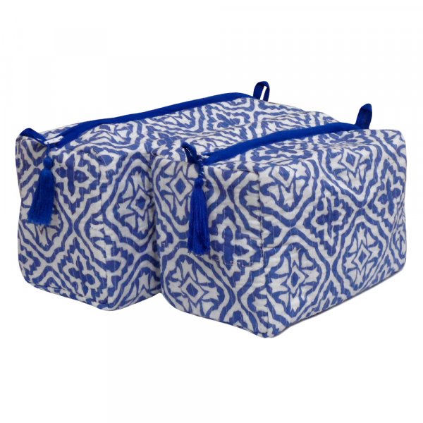 Cross Flower Blue Wash Bag