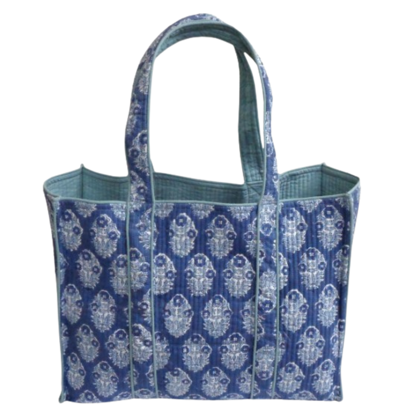 Aster Blue Hand block Printed Tote Bag