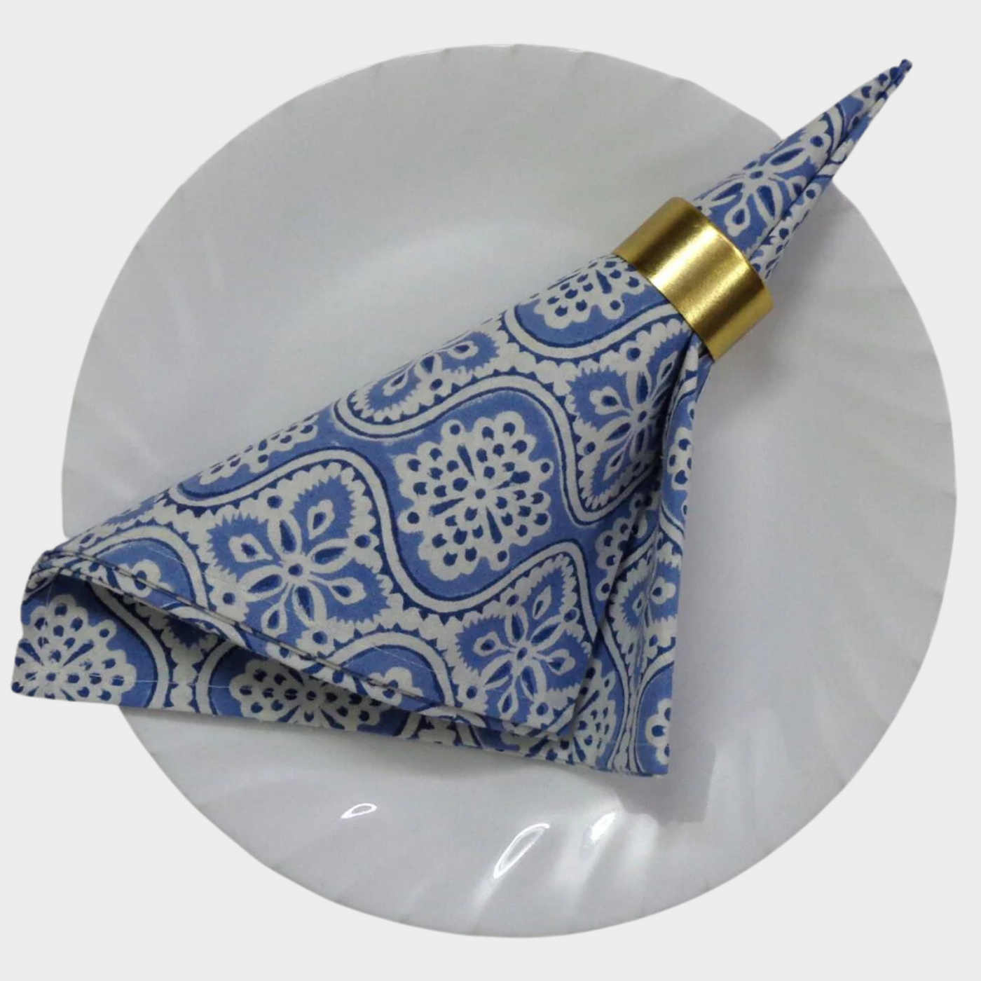 Set of 4 Ogee Blue Print Napkins