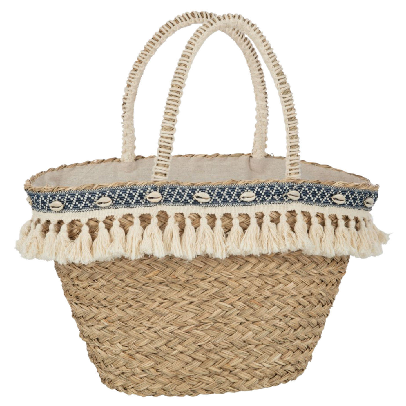 Beach Bag Blue Tassels