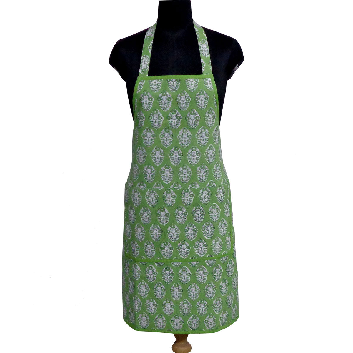 Apron - Indian block printed in green