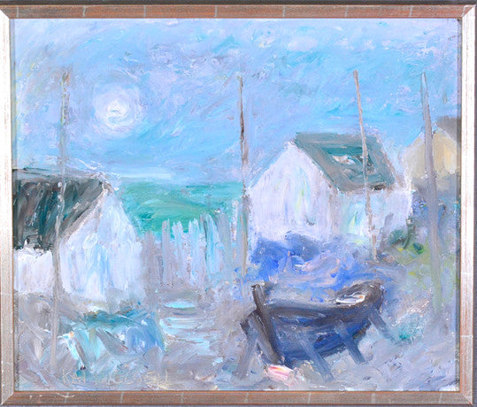 Impressionist landscape with huts and boats by Kai Nielsen