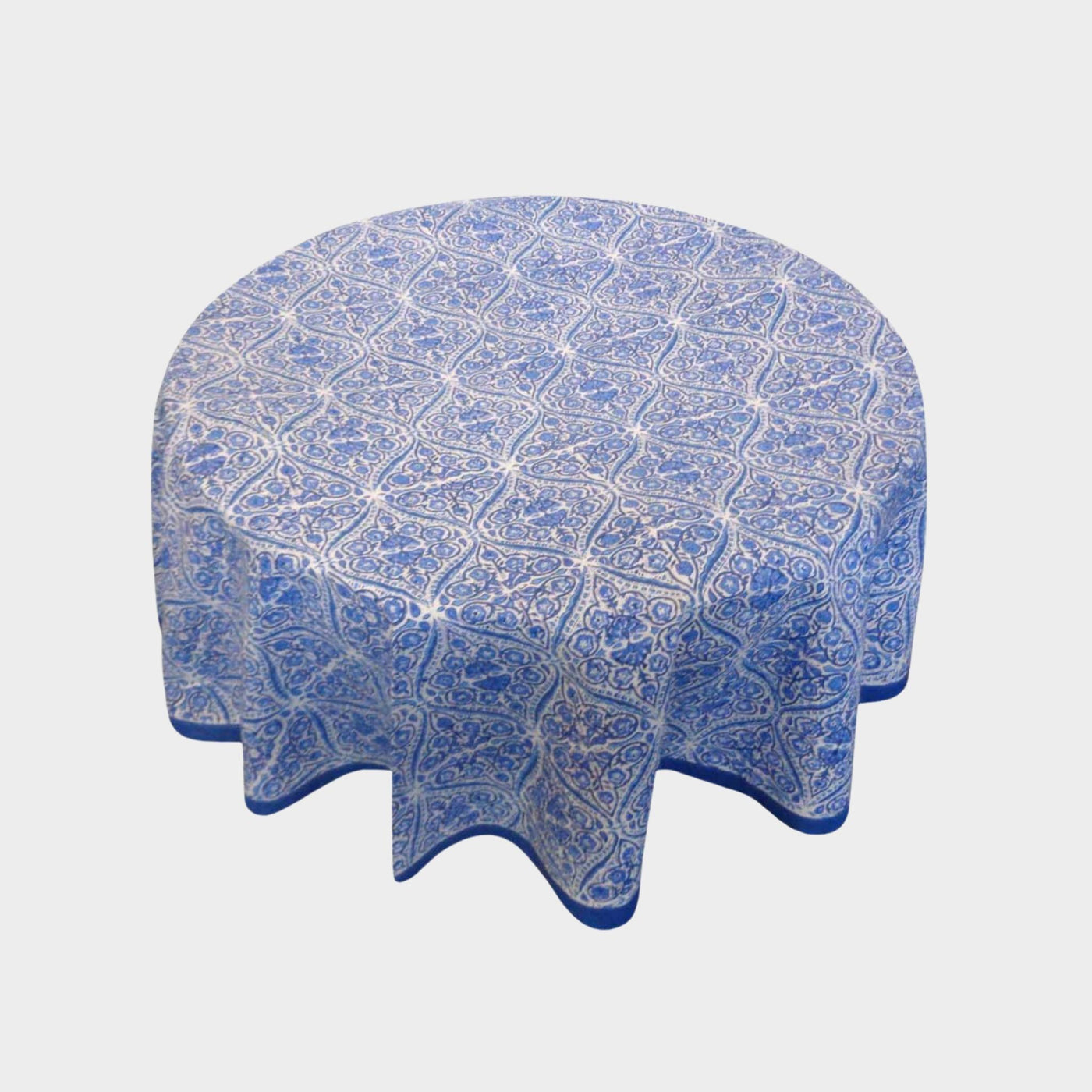 Blue Ogee Round Tablecloth