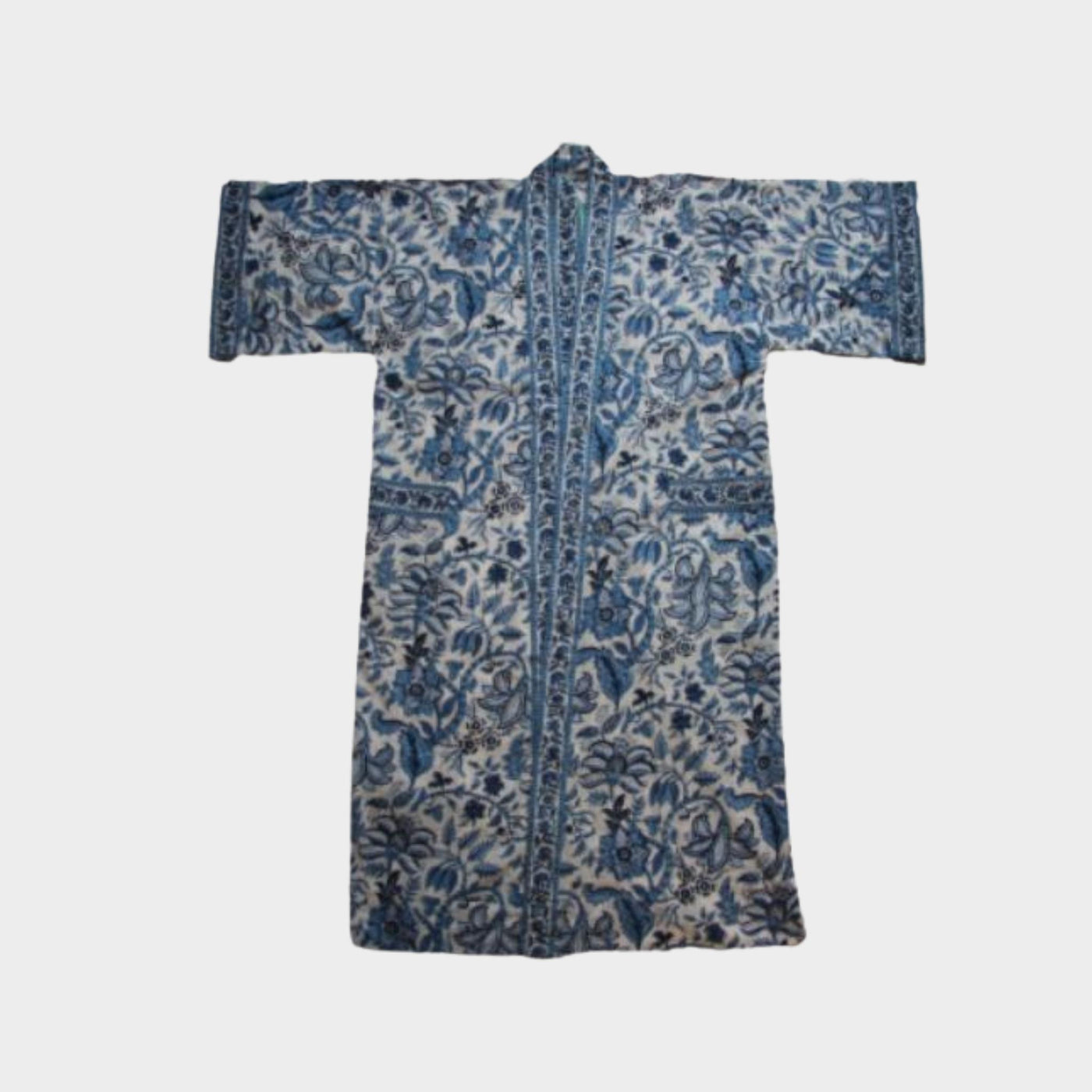 Blue Printed Kimono Dressing Gown