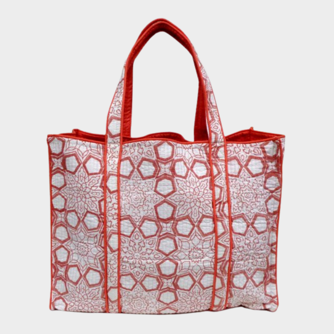 Coral Hand Block Printed Tote Bag