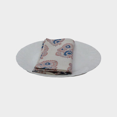 Set of 4 Blue & Pink Paisley Napkins