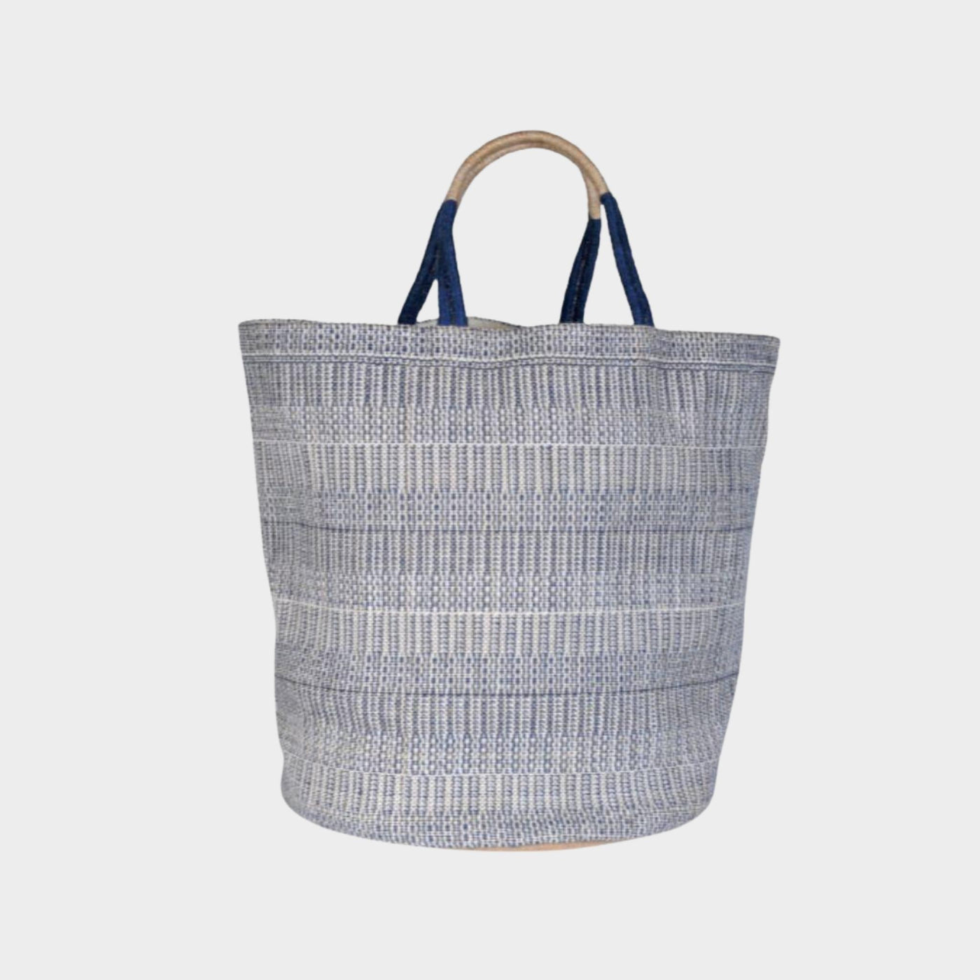 Indigo & White Hand Woven Jute Bag