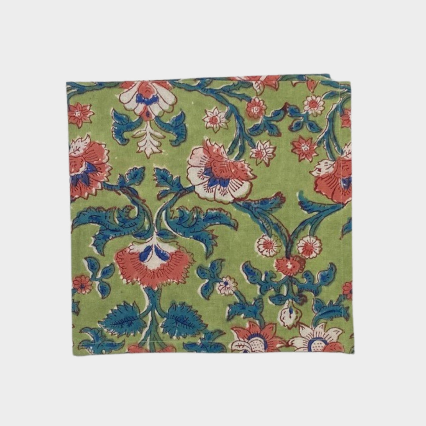 Set of 4 Green & Blue Floral Napkins