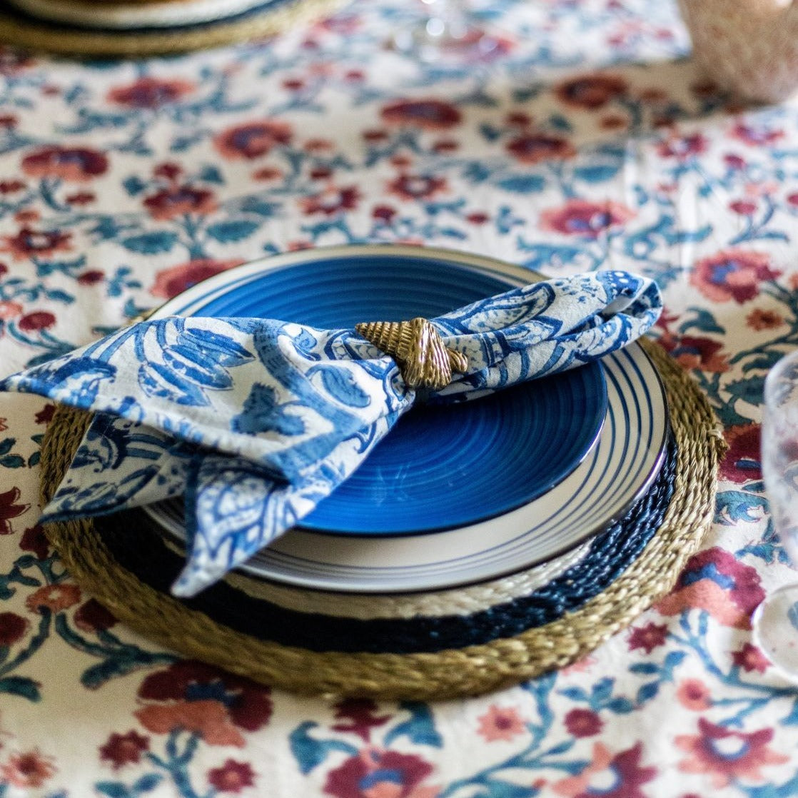 Set of 4 Blue and White Floral Napkins