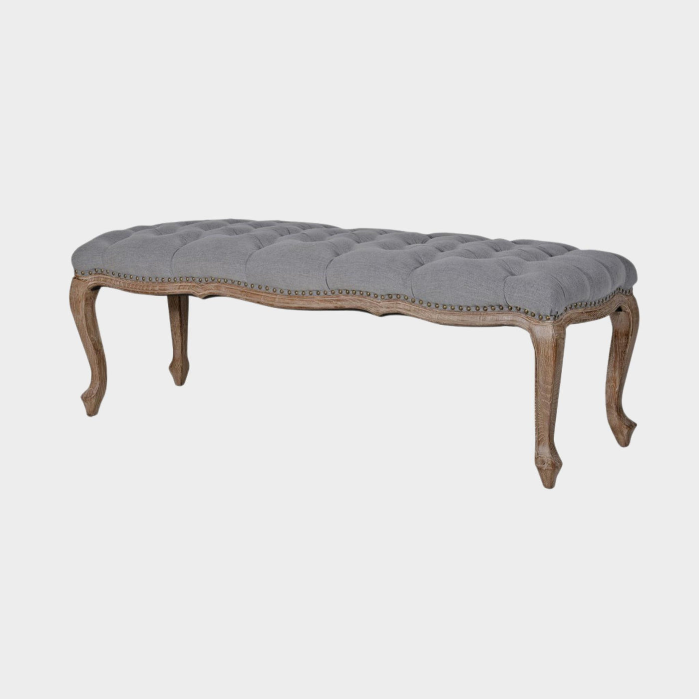 Grey Linen French Footstool