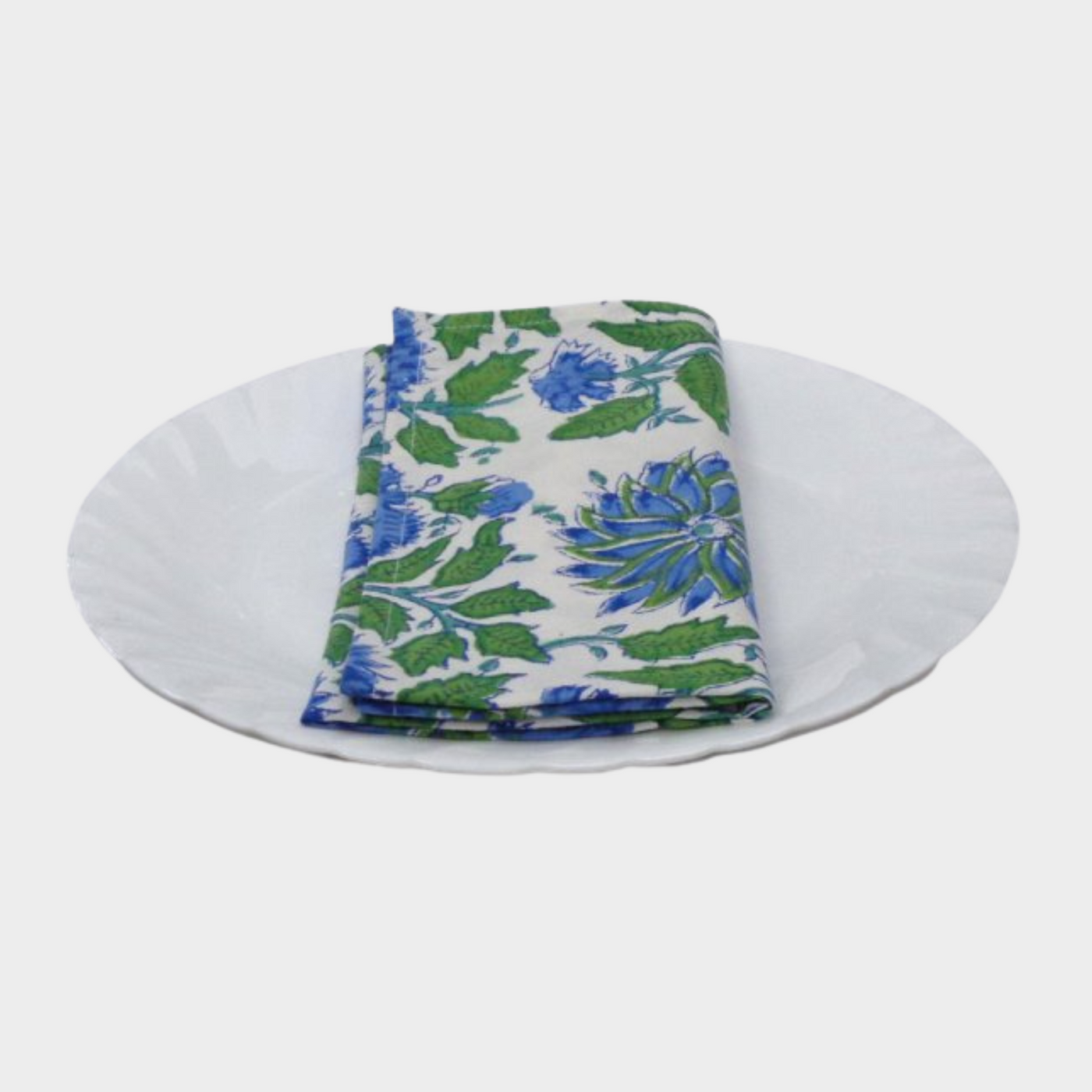 Set of 4 Blue and Green Floral Napkins