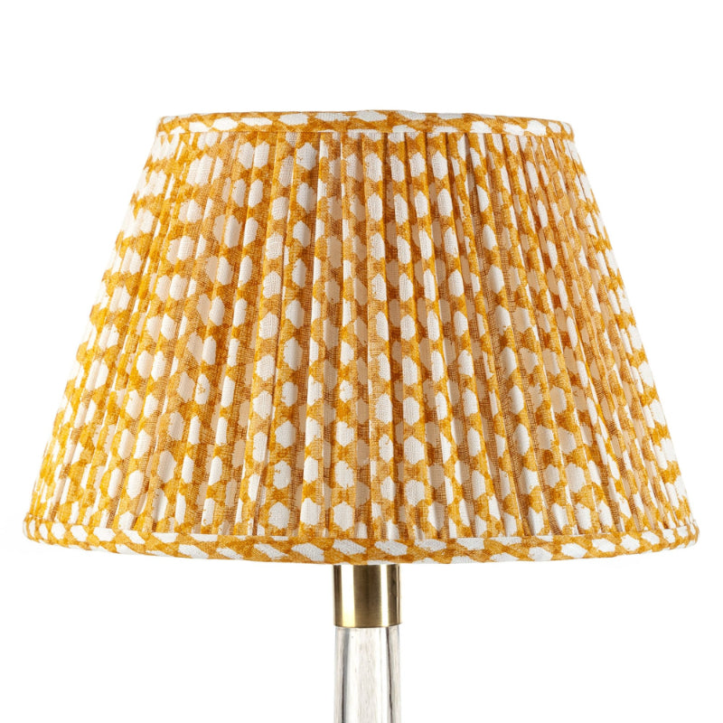 Gathered Lampshade Yellow Wicker