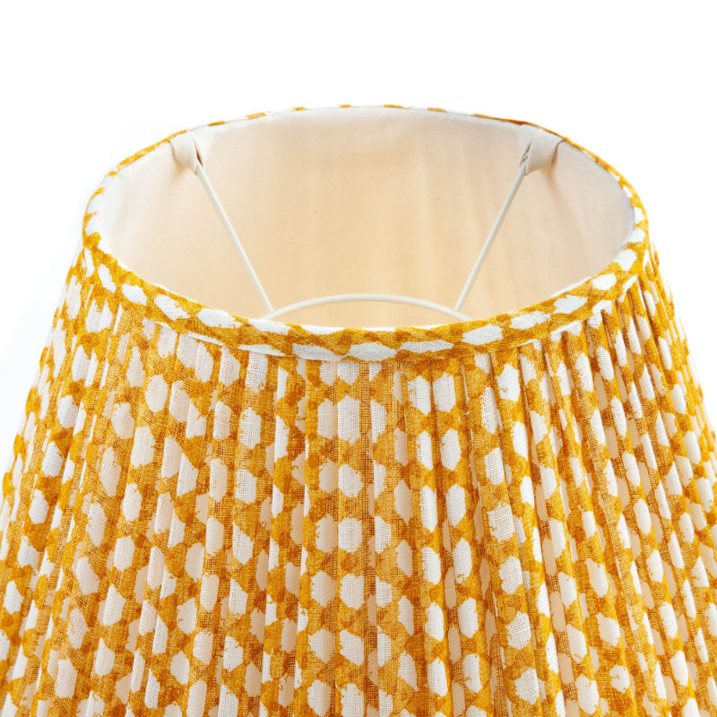 Gathered Lampshade Yellow Wicker