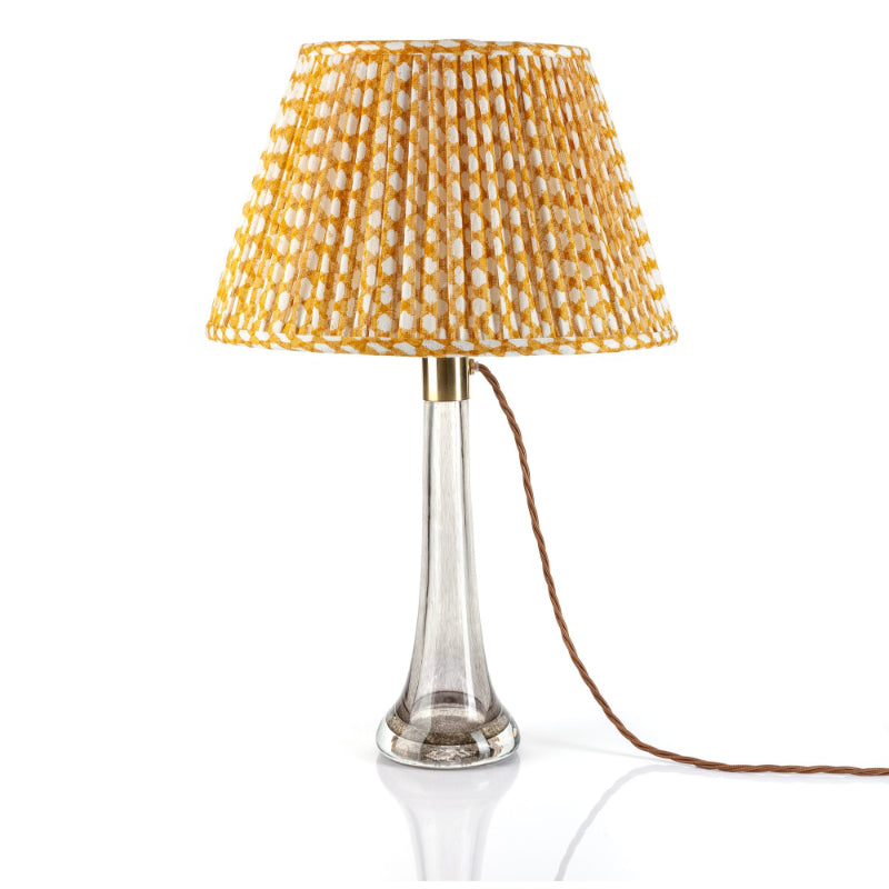 Gathered Lampshade Yellow Wicker