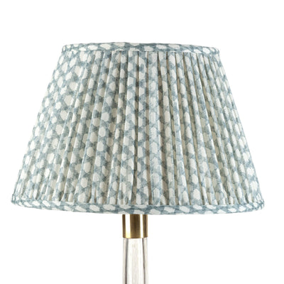 Gathered Lampshade Light Blue Wicker