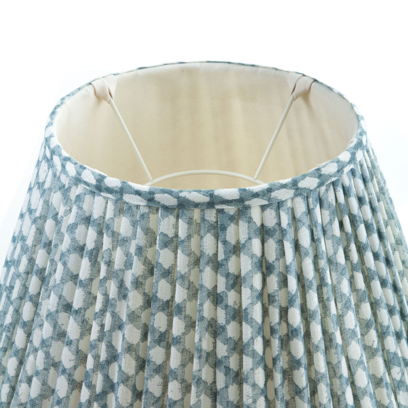 Gathered Lampshade Light Blue Wicker