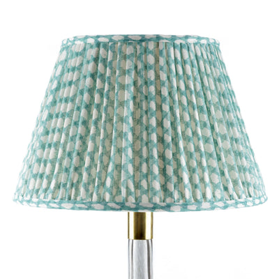 Gathered Lampshade Turquoise Wicker