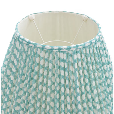 Gathered Lampshade Turquoise Wicker